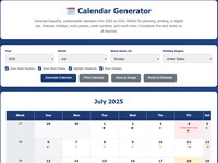 Calendar Generator screenshot