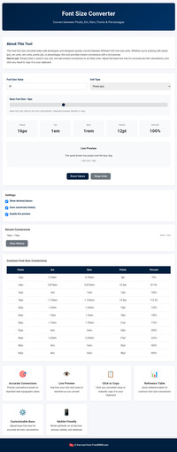 Font Size Converter screenshot