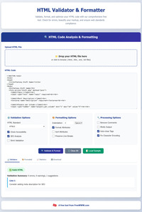 HTML Formatter / Validator screenshot