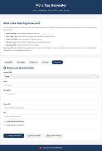 Meta Tag Generator screenshot