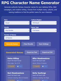 Character Name Generator screenshot