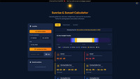 Sunrise / Sunset Calculator screenshot