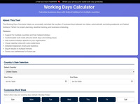 Working Days Calculator screenshot