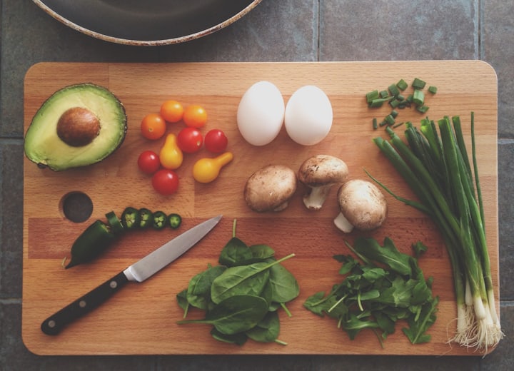 Fresh cooking ingredients on a board