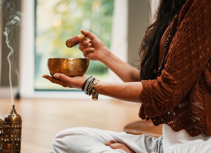 Person meditating in calm